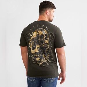 Sullen Muertos Rosin Grunge Short Sleeve Tee Shirt Forest Green Edgy